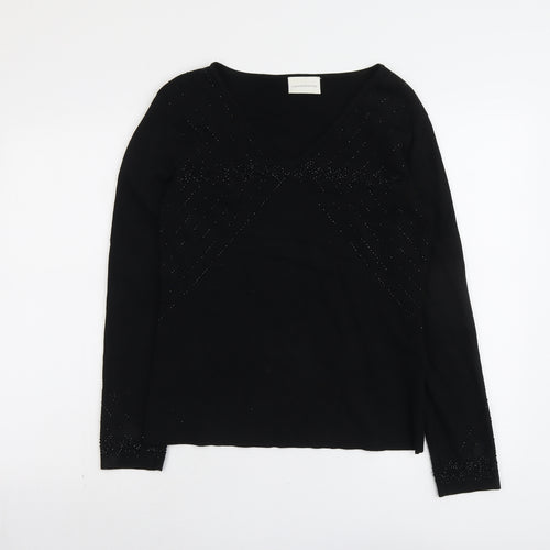 Liz Claiborne Womens Black Round Neck Viscose Pullover Jumper Size M
