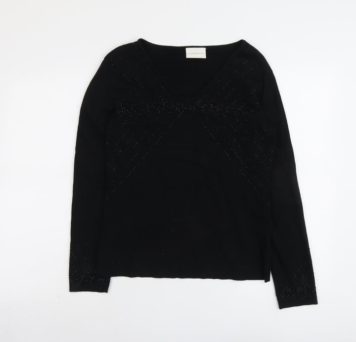 Liz Claiborne Womens Black Round Neck Viscose Pullover Jumper Size M