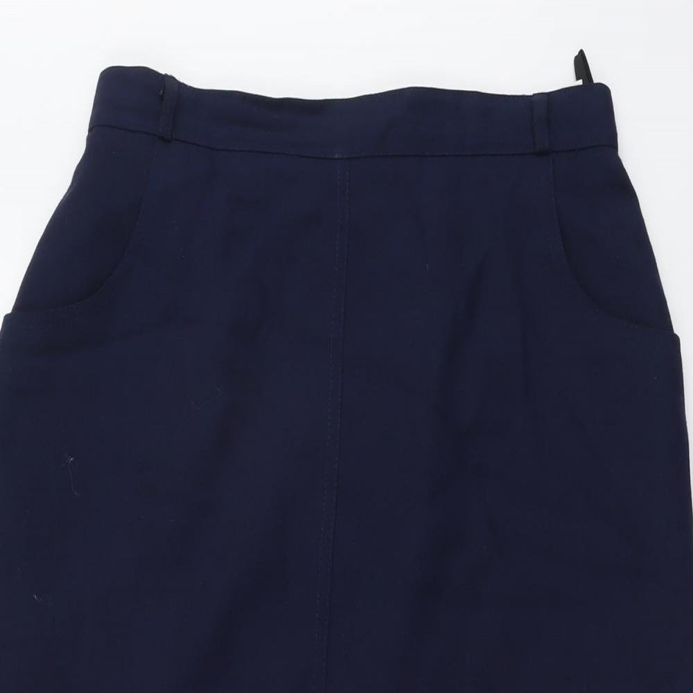 Marks and Spencer Womens Blue Polyester A-Line Skirt Size 16 Zip