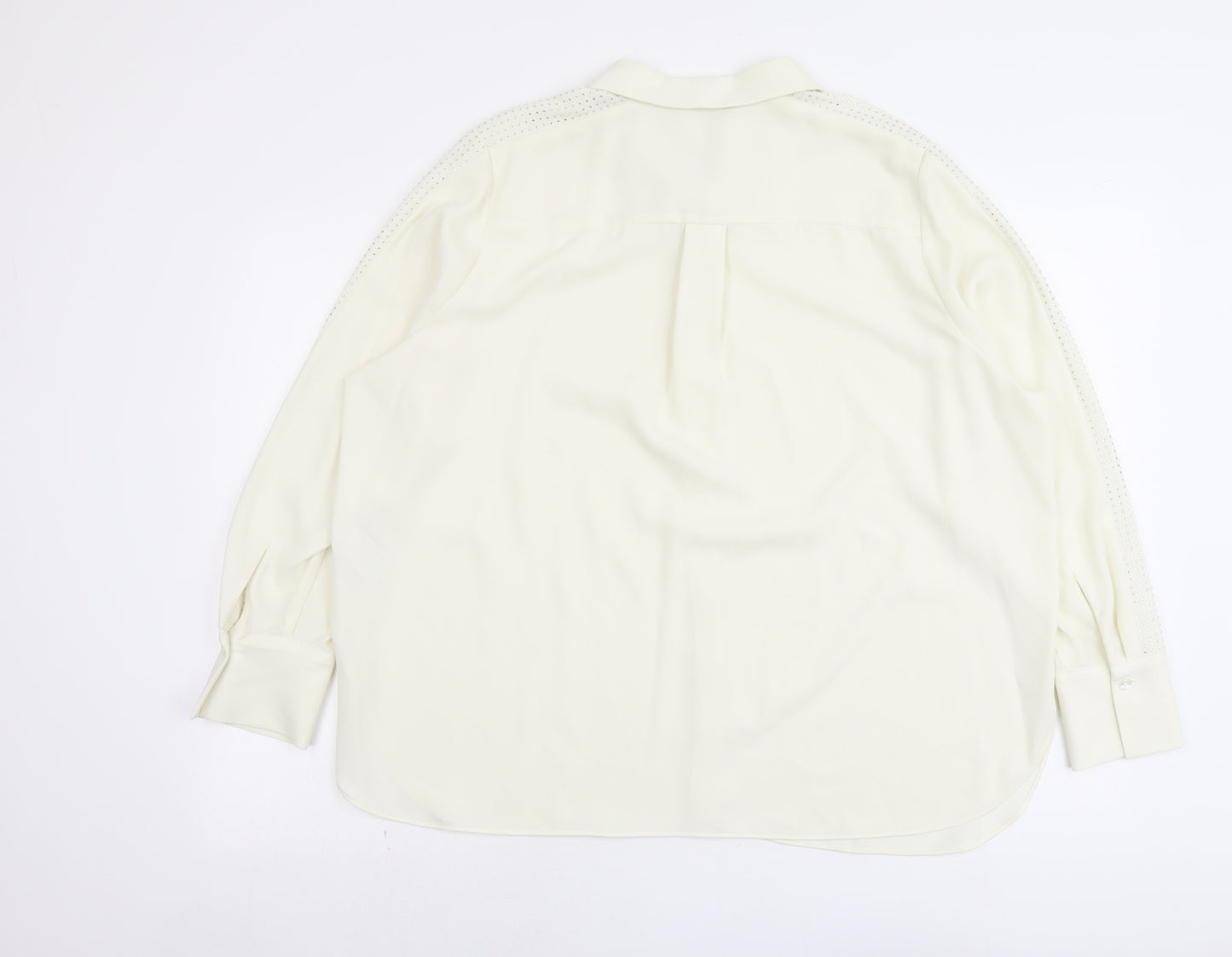 Marks and Spencer Womens Ivory Polyester Basic Button-Up Size 18 Collared