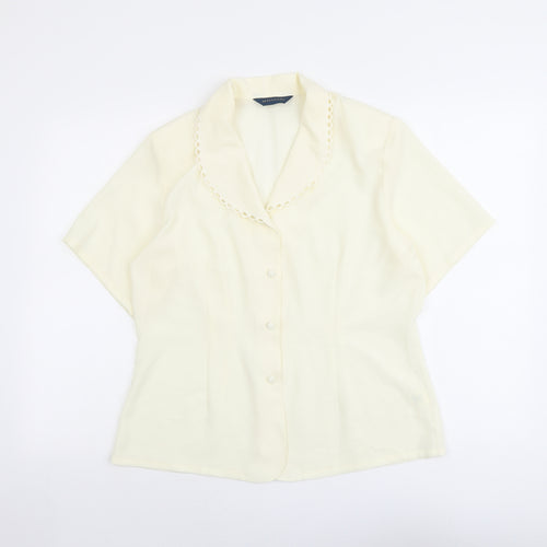 Debenhams Womens Ivory Polyester Basic Button-Up Size 16 Collared