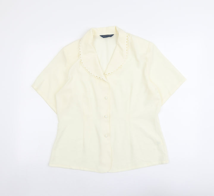 Debenhams Womens Ivory Polyester Basic Button-Up Size 16 Collared