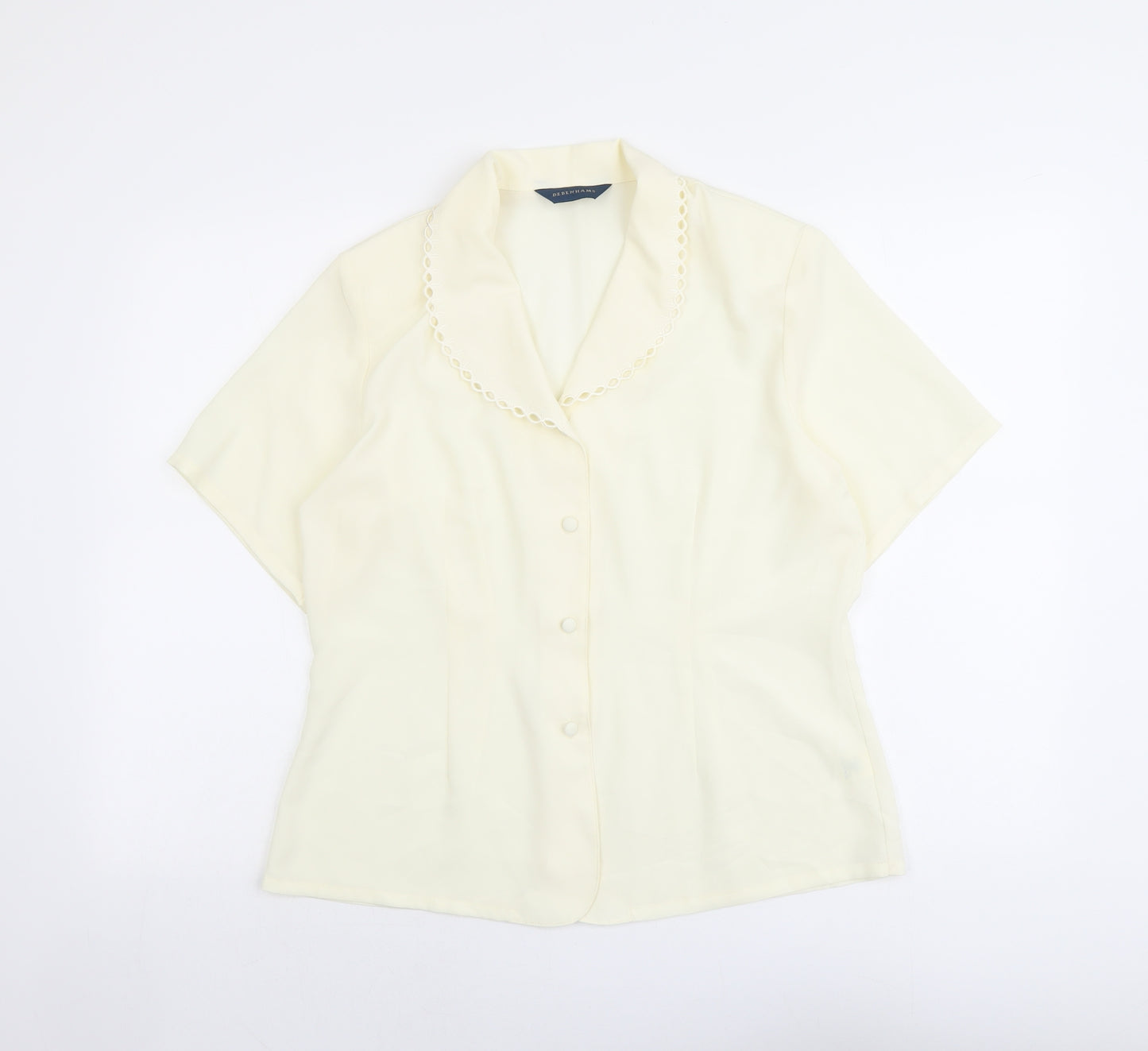 Debenhams Womens Ivory Polyester Basic Button-Up Size 16 Collared