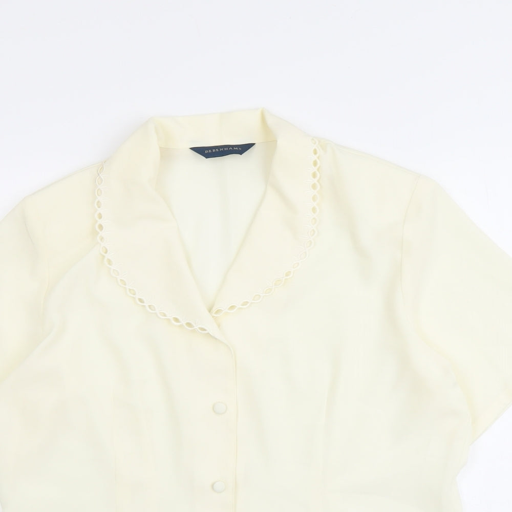 Debenhams Womens Ivory Polyester Basic Button-Up Size 16 Collared