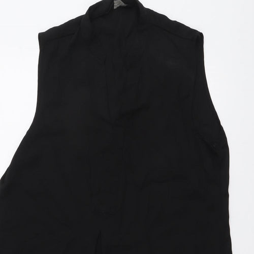 Dorothy Perkins Womens Black Polyester Basic Tank Size 10 V-Neck