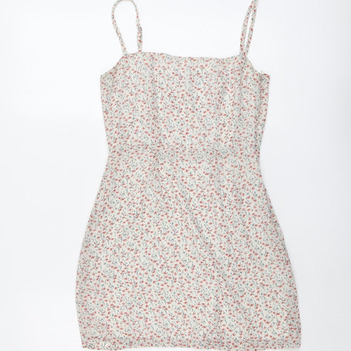Nasty Gal Womens Multicoloured Floral Polyester Slip Dress Size 4 Square Neck Zip