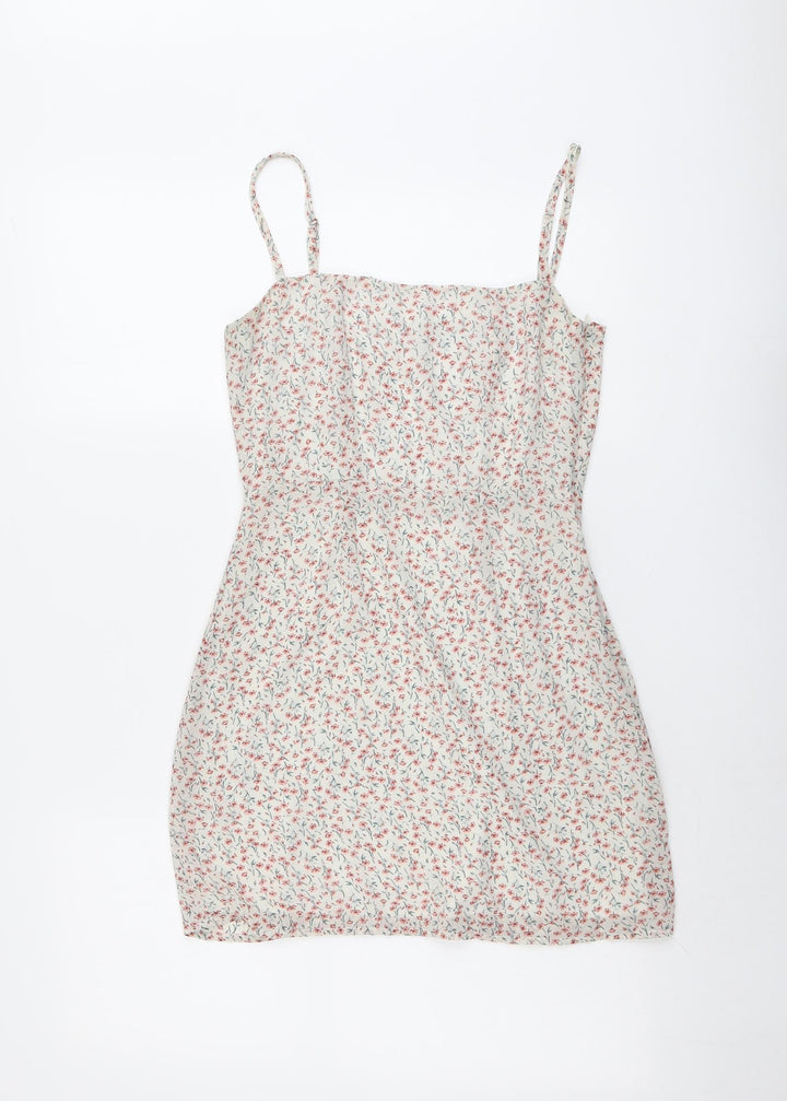 Nasty Gal Womens Multicoloured Floral Polyester Slip Dress Size 4 Square Neck Zip