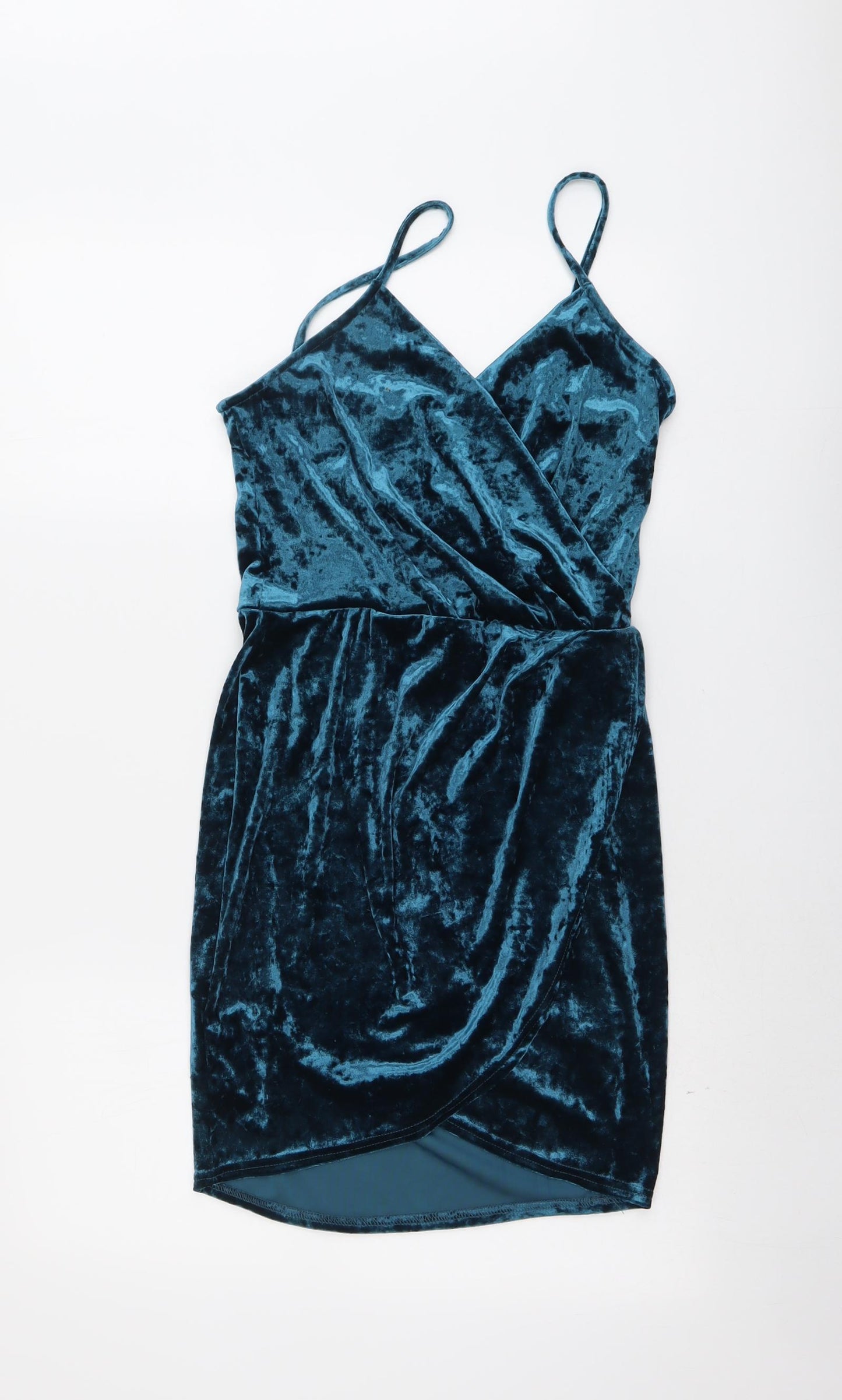 New Look Womens Blue Polyester Slip Dress Size 10 V-Neck Pullover