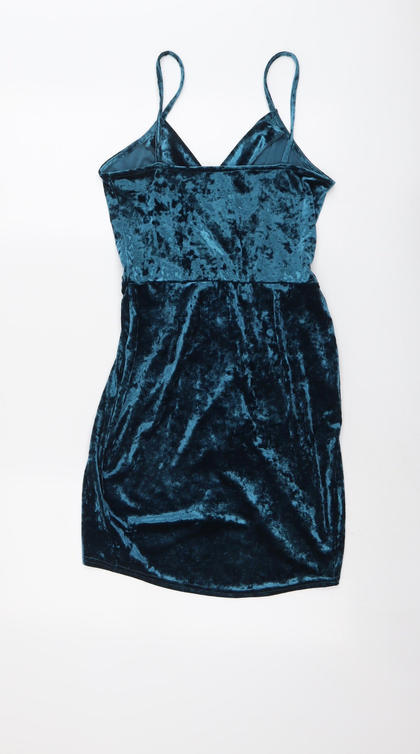 New Look Womens Blue Polyester Slip Dress Size 10 V-Neck Pullover