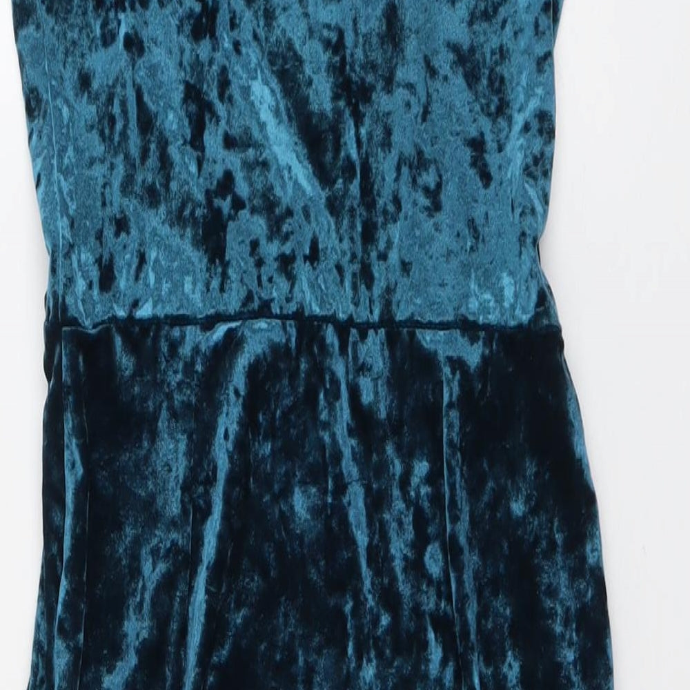 New Look Womens Blue Polyester Slip Dress Size 10 V-Neck Pullover