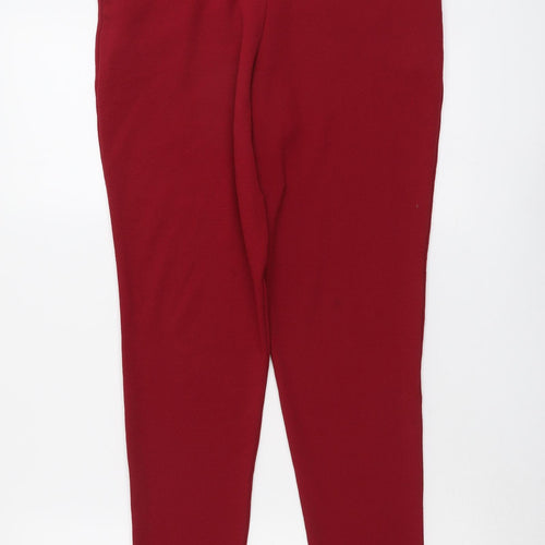 Boohoo Womens Red Polyester Trousers Size 12 L26 in Regular