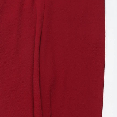 Boohoo Womens Red Polyester Trousers Size 12 L26 in Regular