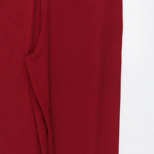 Boohoo Womens Red Polyester Trousers Size 12 L26 in Regular