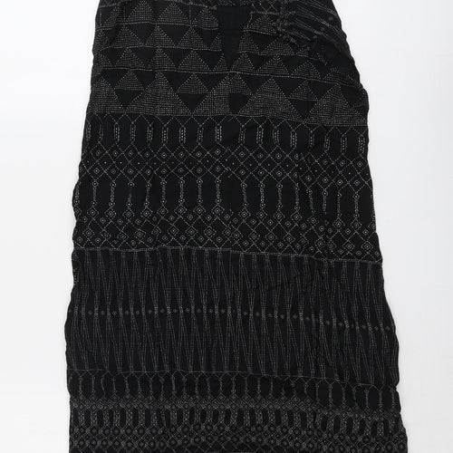 H&M Womens Black Geometric Viscose Shift Size 8 Round Neck Button