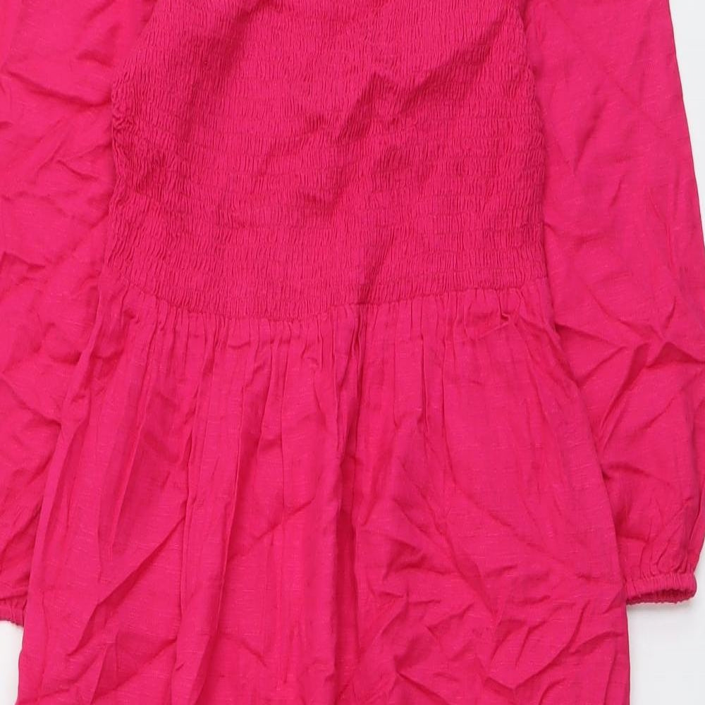 Fat Face Womens Pink Viscose Trapeze & Swing Size 12 Scoop Neck Pullover