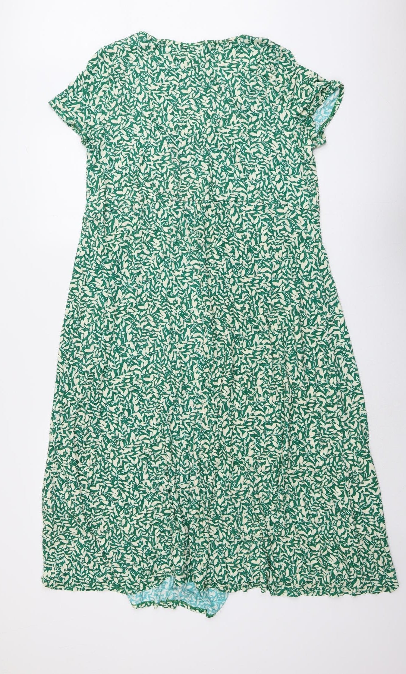 Live Unlimited Womens Green Floral Viscose Maxi Size 14 V-Neck Pullover