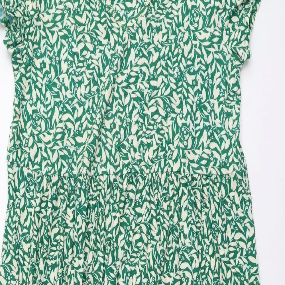 Live Unlimited Womens Green Floral Viscose Maxi Size 14 V-Neck Pullover