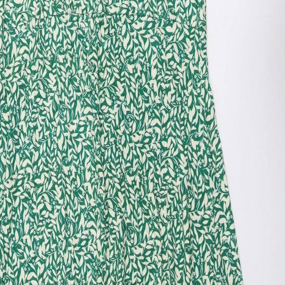 Live Unlimited Womens Green Floral Viscose Maxi Size 14 V-Neck Pullover