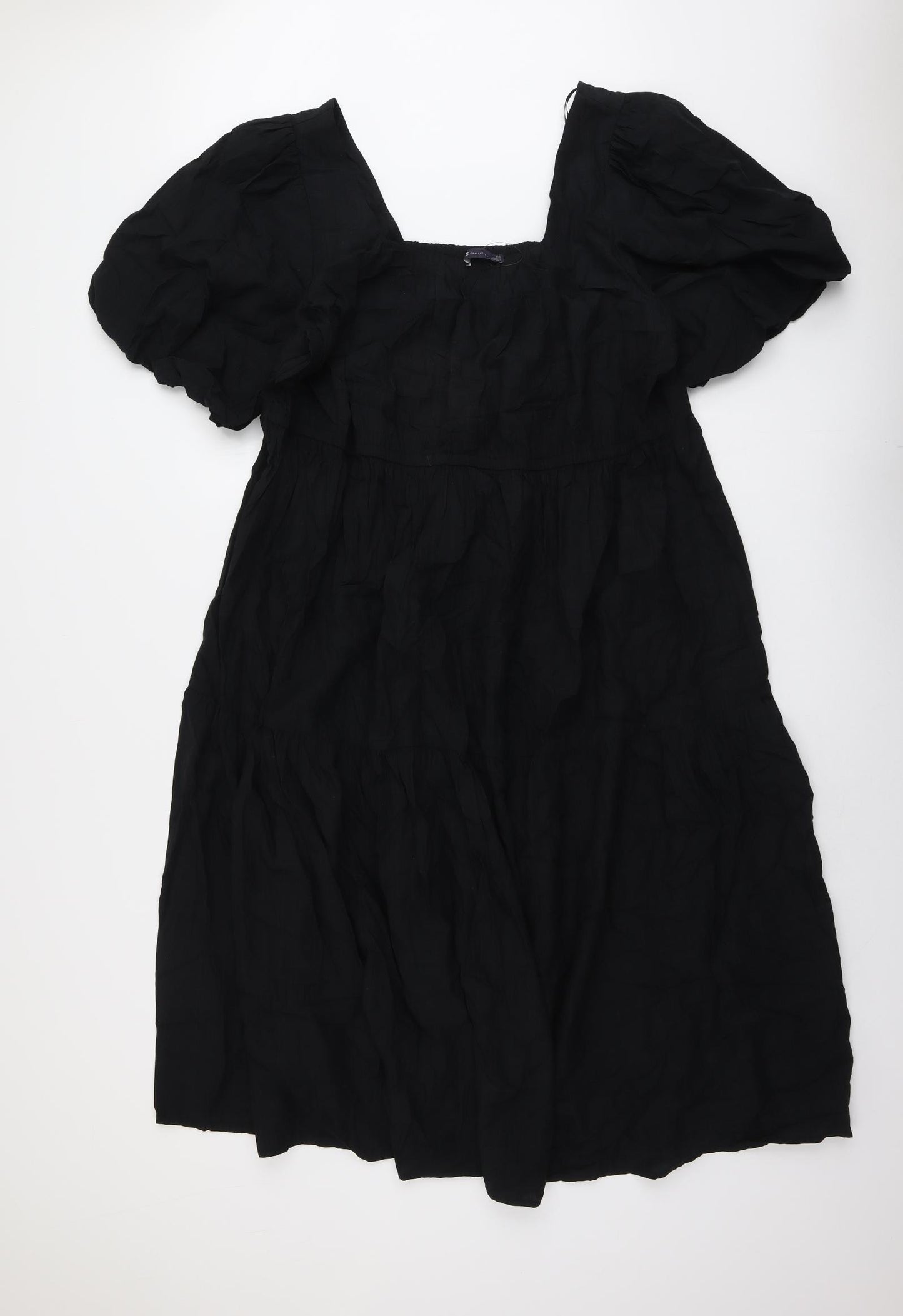 Marks and Spencer Womens Black Modal Skater Dress Size 22 Square Neck Pullover