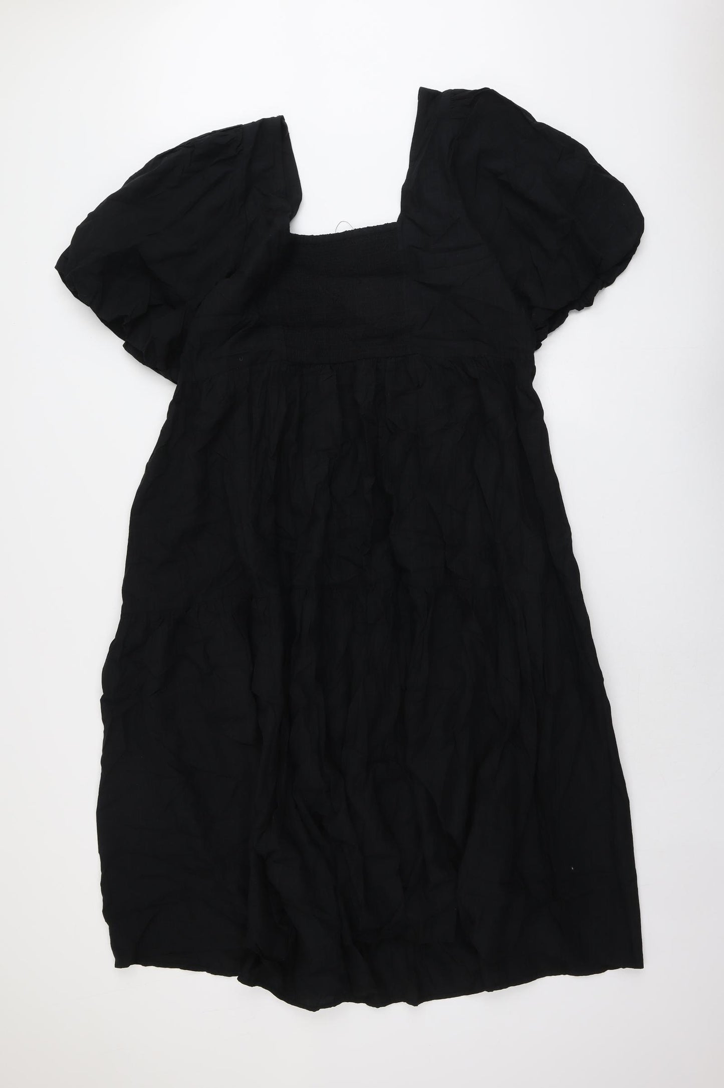 Marks and Spencer Womens Black Modal Skater Dress Size 22 Square Neck Pullover