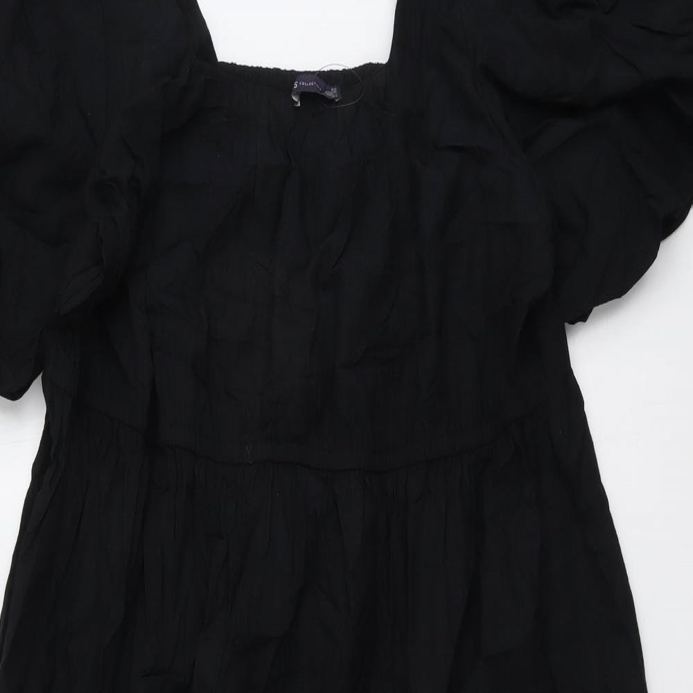 Marks and Spencer Womens Black Modal Skater Dress Size 22 Square Neck Pullover