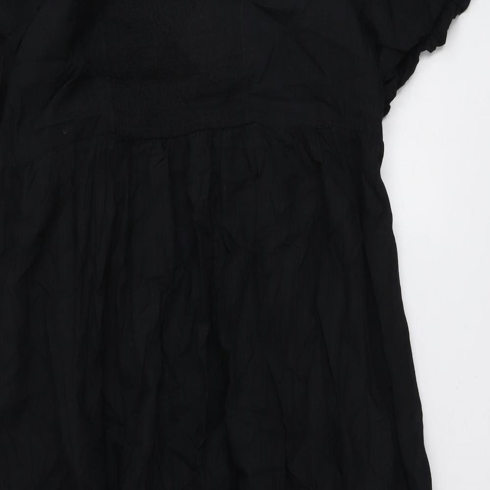 Marks and Spencer Womens Black Modal Skater Dress Size 22 Square Neck Pullover