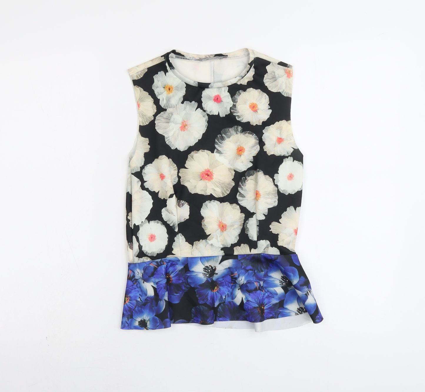 Zara Womens Multicoloured Floral Polyester Basic Tank Size S Round Neck - Peplum