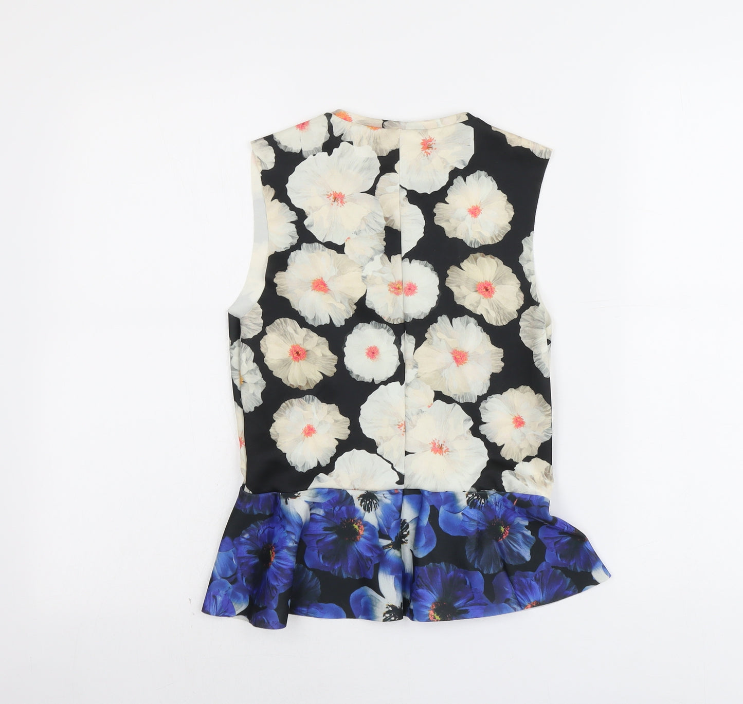 Zara Womens Multicoloured Floral Polyester Basic Tank Size S Round Neck - Peplum