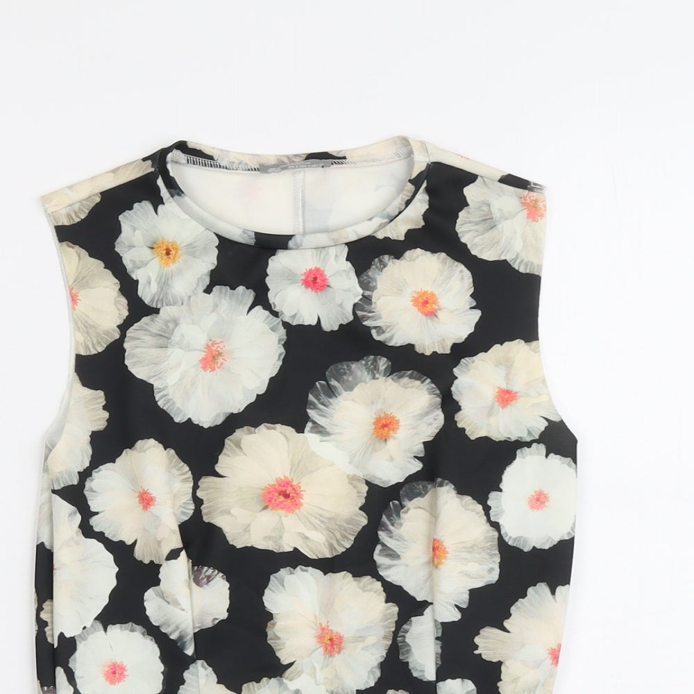 Zara Womens Multicoloured Floral Polyester Basic Tank Size S Round Neck - Peplum