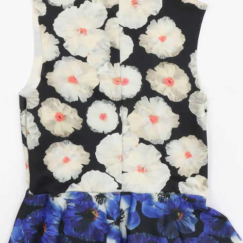Zara Womens Multicoloured Floral Polyester Basic Tank Size S Round Neck - Peplum