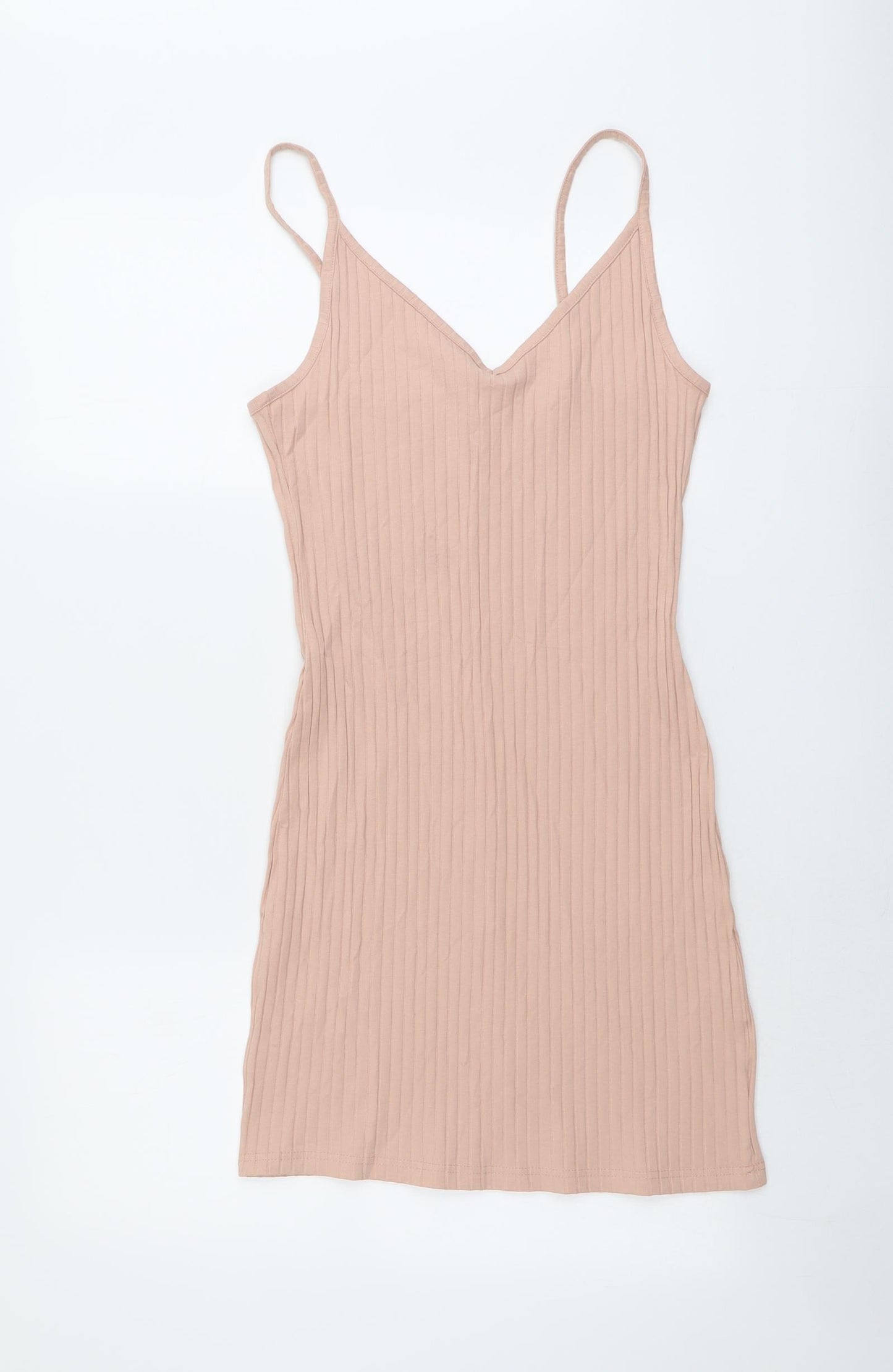 H&M Womens Pink Cotton Mini Size M V-Neck Pullover - Ribbed