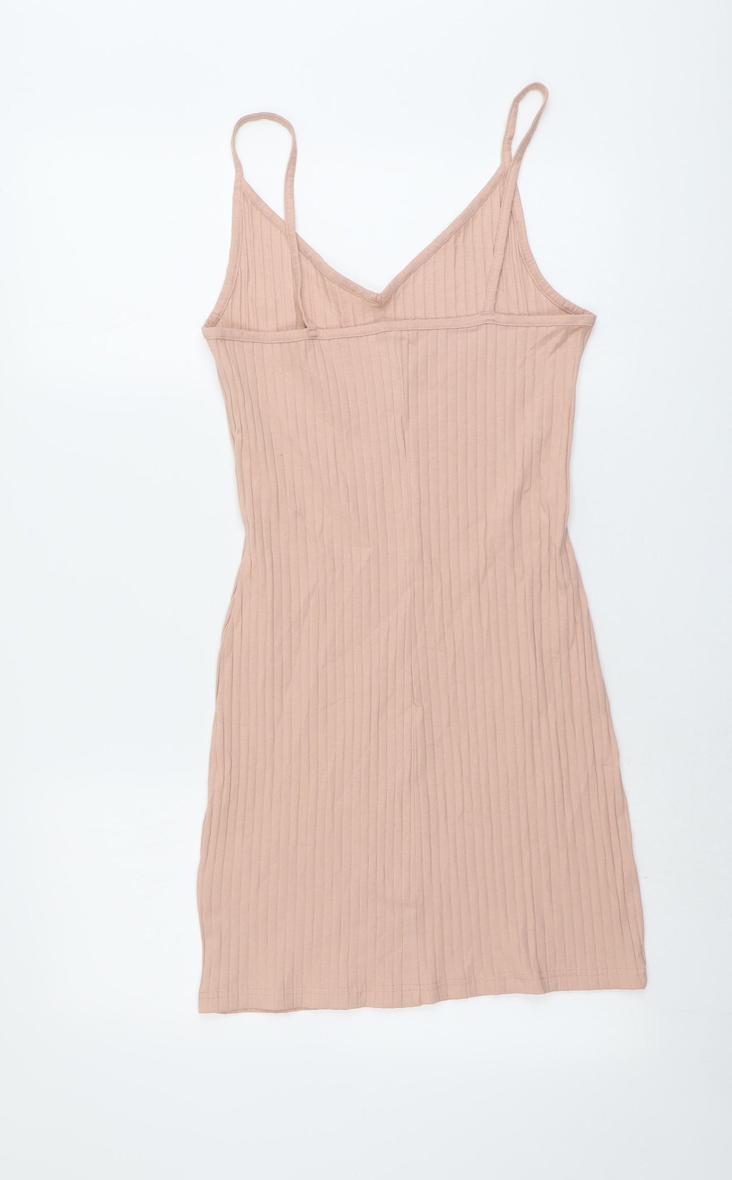 H&M Womens Pink Cotton Mini Size M V-Neck Pullover - Ribbed