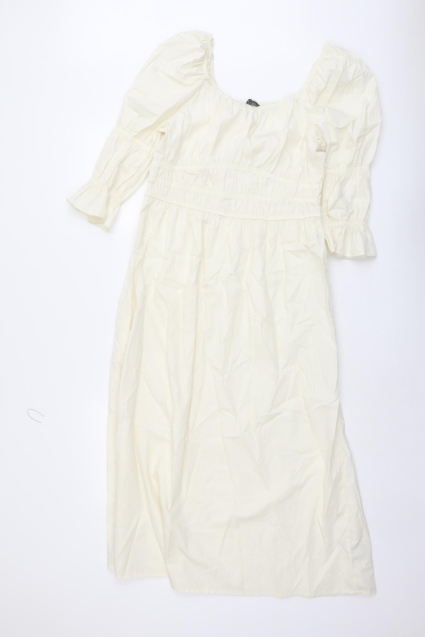 Marks and Spencer Womens Ivory Cotton A-Line Size 14 Scoop Neck Pullover