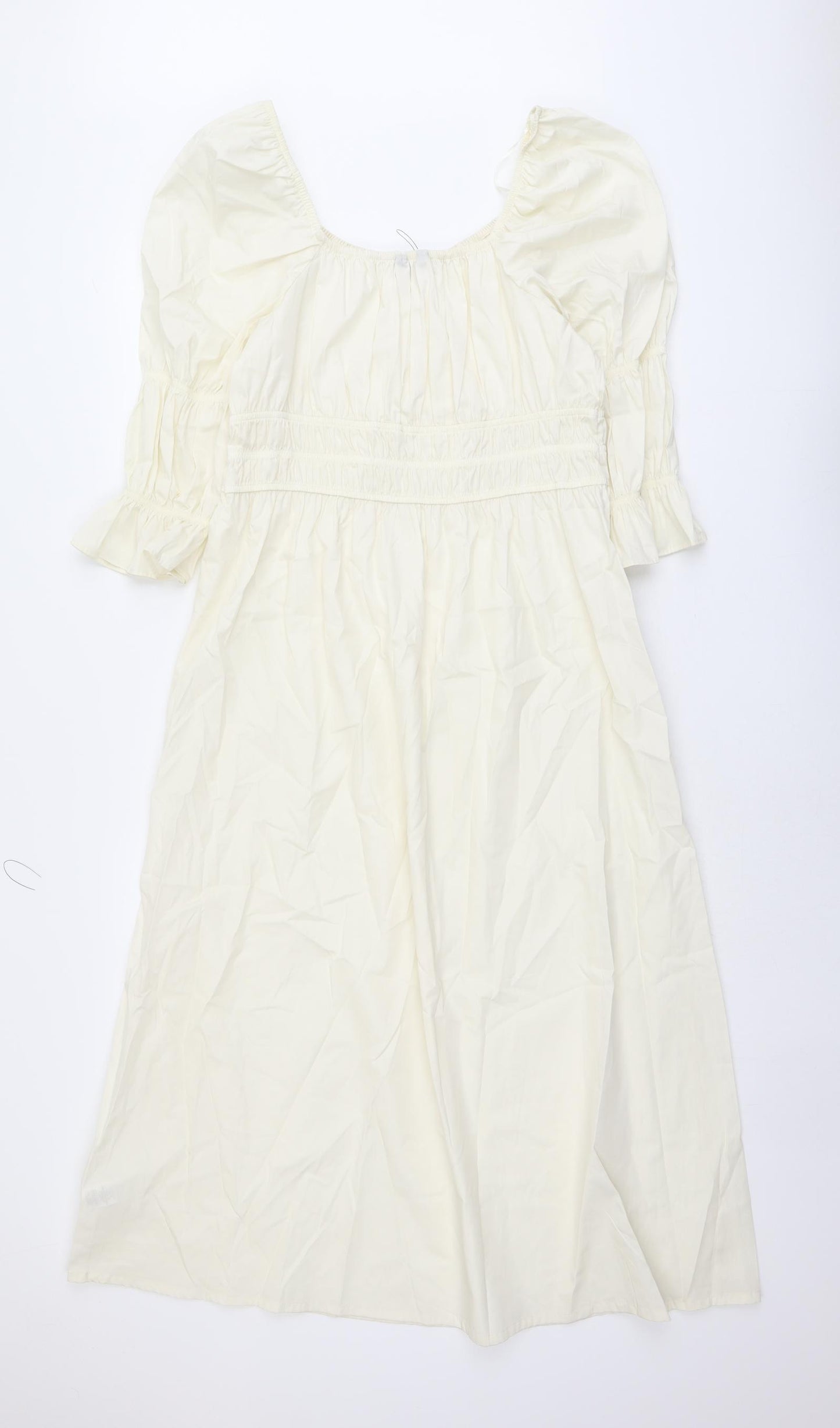Marks and Spencer Womens Ivory Cotton A-Line Size 14 Scoop Neck Pullover