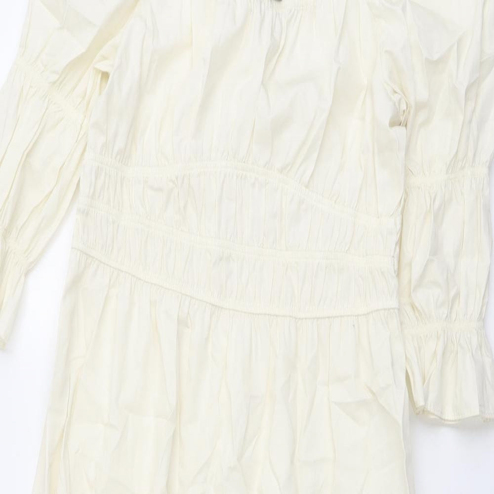 Marks and Spencer Womens Ivory Cotton A-Line Size 14 Scoop Neck Pullover