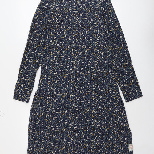 Brakeburn Womens Blue Floral Cotton A-Line Size 10 Boat Neck Pullover