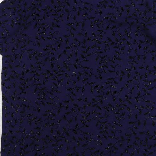 Party Time Womens Blue Geometric Polyester Basic T-Shirt Size 12 Round Neck