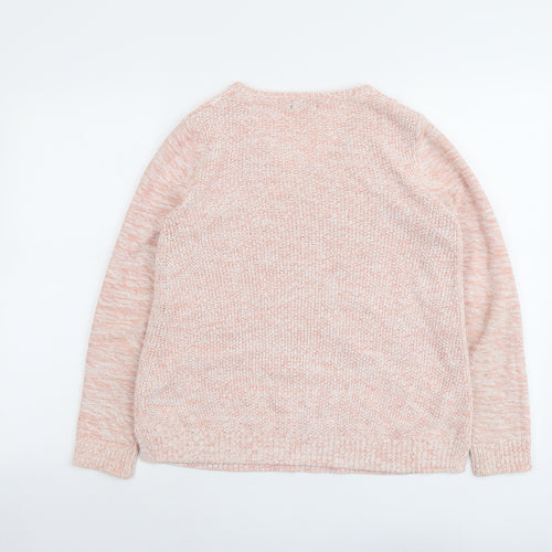 M&Co Womens Pink V-Neck Cotton Pullover Jumper Size 12