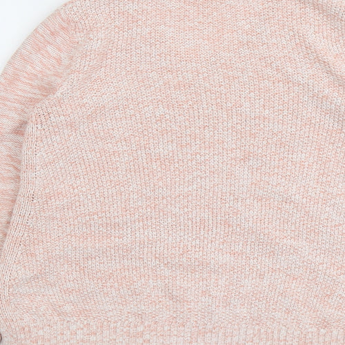 M&Co Womens Pink V-Neck Cotton Pullover Jumper Size 12