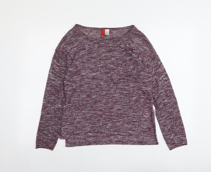 H&M Womens Purple Boat Neck Polyester Pullover Jumper Size XS