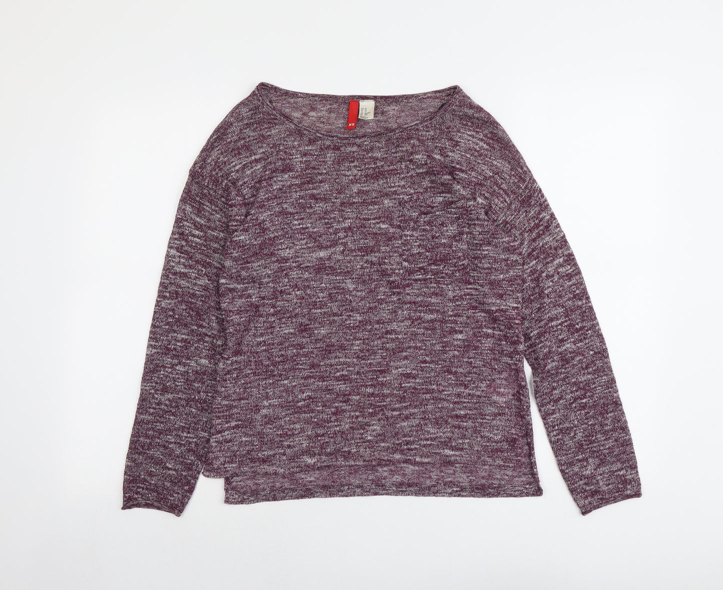 H&M Womens Purple Boat Neck Polyester Pullover Jumper Size XS