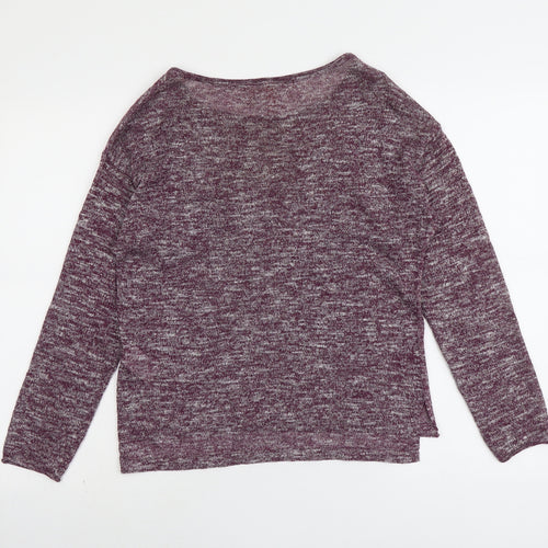 H&M Womens Purple Boat Neck Polyester Pullover Jumper Size XS