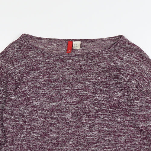 H&M Womens Purple Boat Neck Polyester Pullover Jumper Size XS