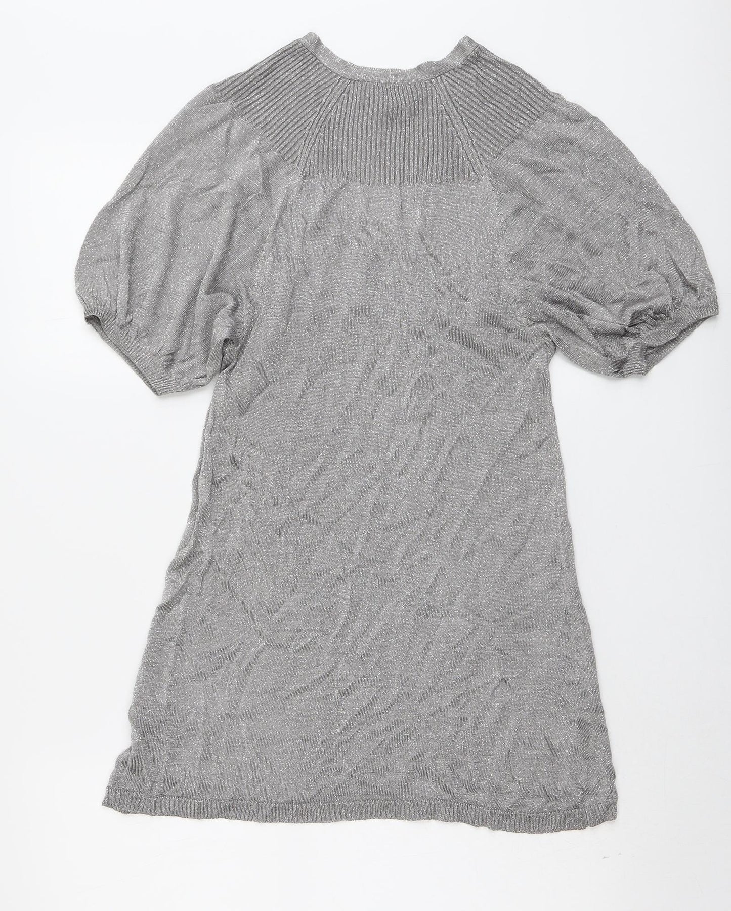 New Look Womens Silver V-Neck Viscose Pullover Jumper Size 12