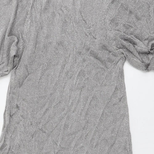 New Look Womens Silver V-Neck Viscose Pullover Jumper Size 12