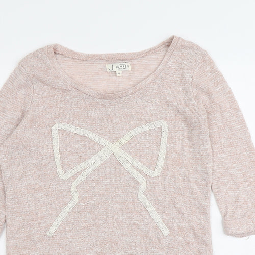 New Look Womens Pink Mock Neck Acrylic Pullover Jumper Size 10