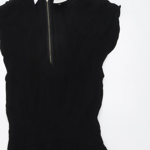 VERO MODA Womens Black Viscose Fit & Flare Size XS V-Neck Zip