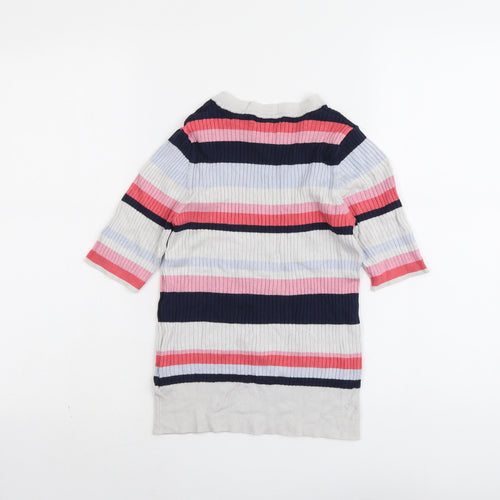 Marks and Spencer Womens Multicoloured Round Neck Striped Viscose Pullover Jumper Size 10