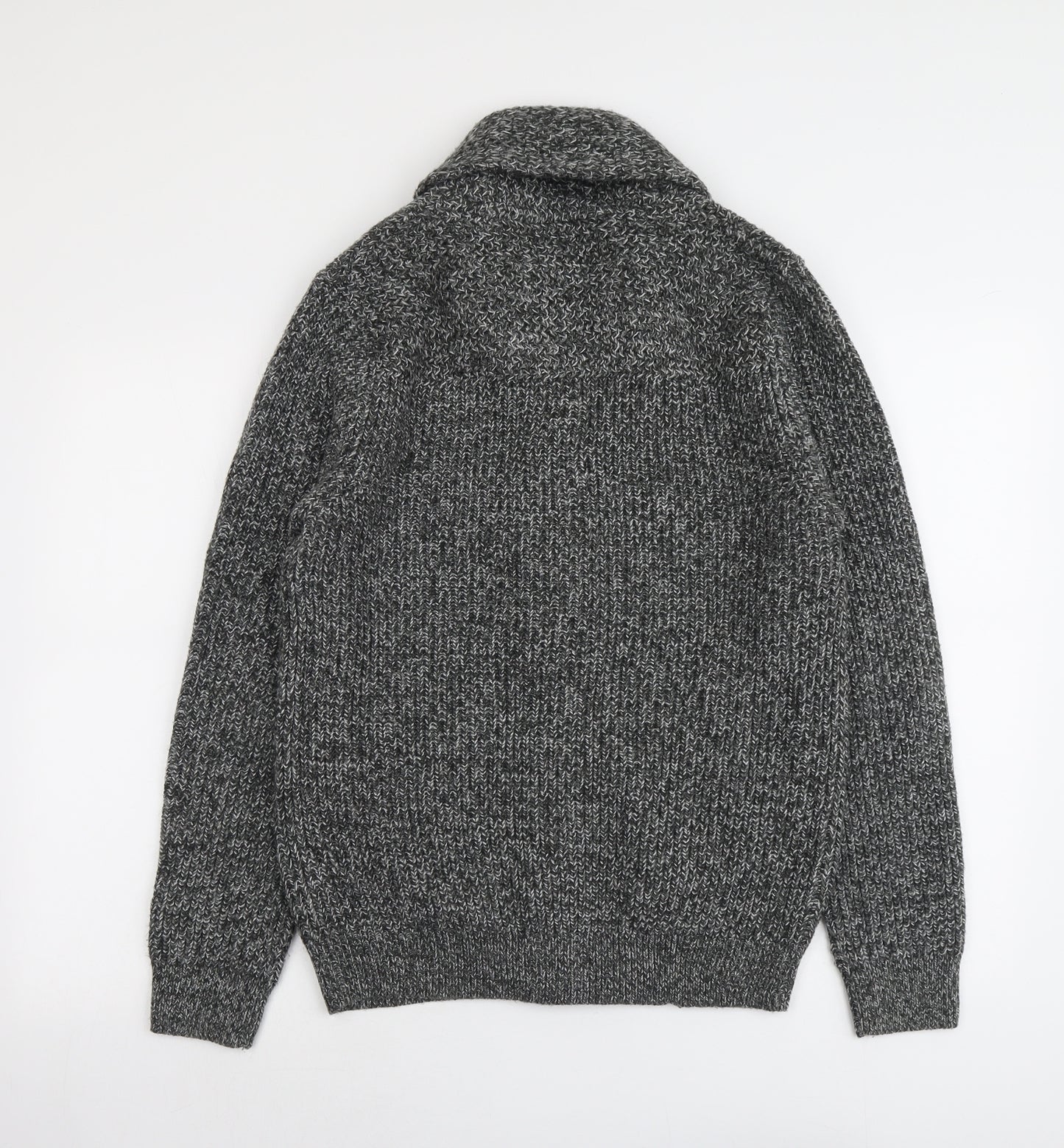 NEXT Mens Grey Collared Acrylic Cardigan Jumper Size M Long Sleeve