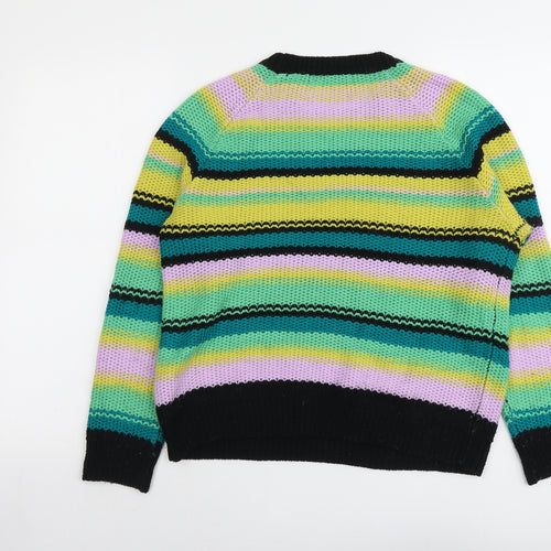 Very Womens Multicoloured Round Neck Striped Acrylic Pullover Jumper Size 12